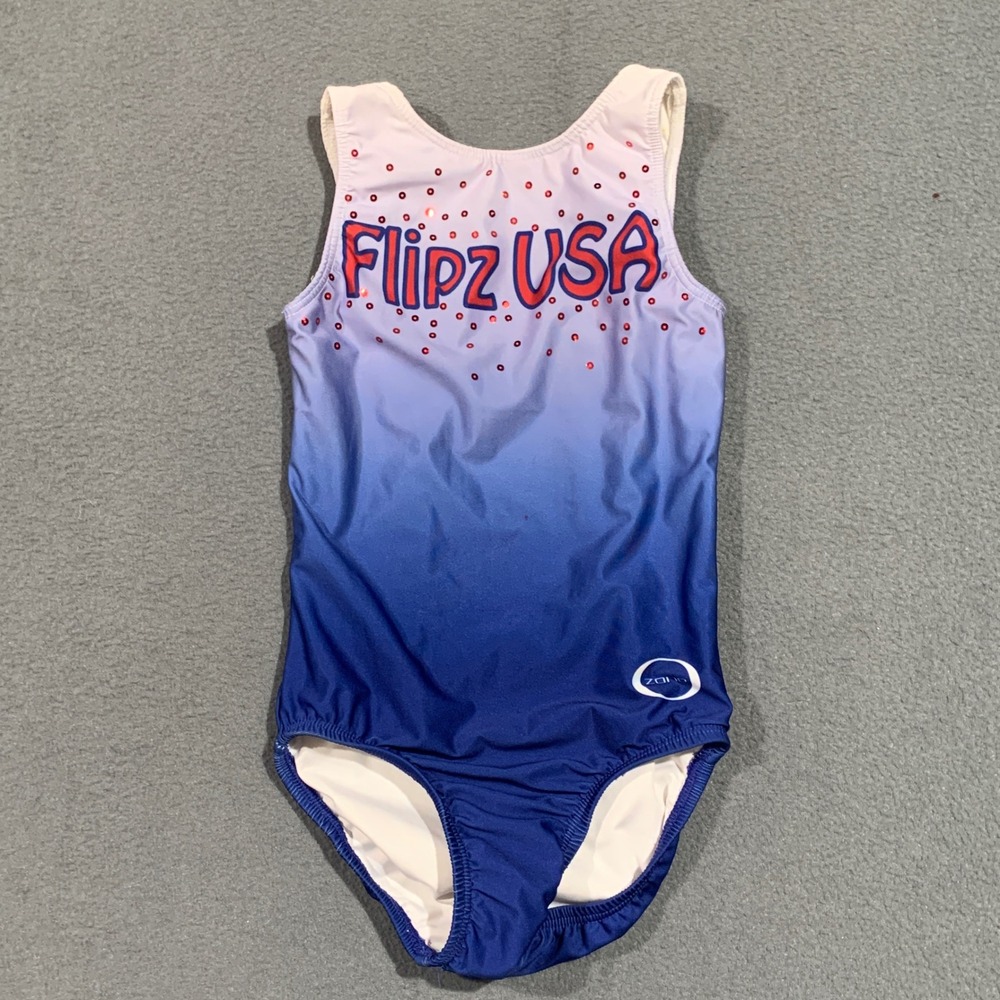 Flipz USA The Zone Gymnastics Leotard Youth Medium‎ YM Purple Blue Ombre